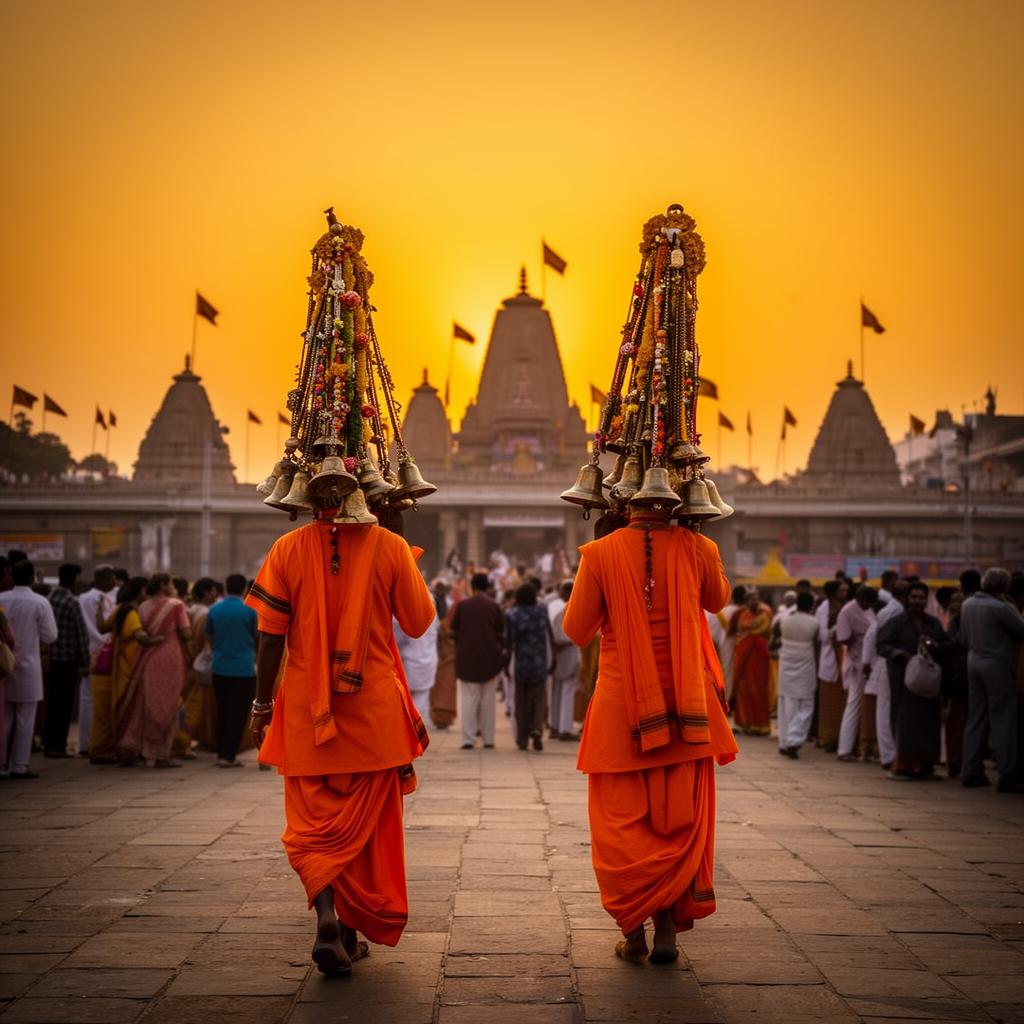 Kanwariyas walking to Baba Dham